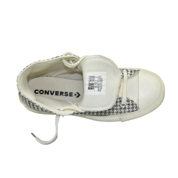 B0 Auth CONVERSE CHUCK TAYLOR SilverEgret Houndstooth Platform Sneakers Size 6 - Picture 6 of 8